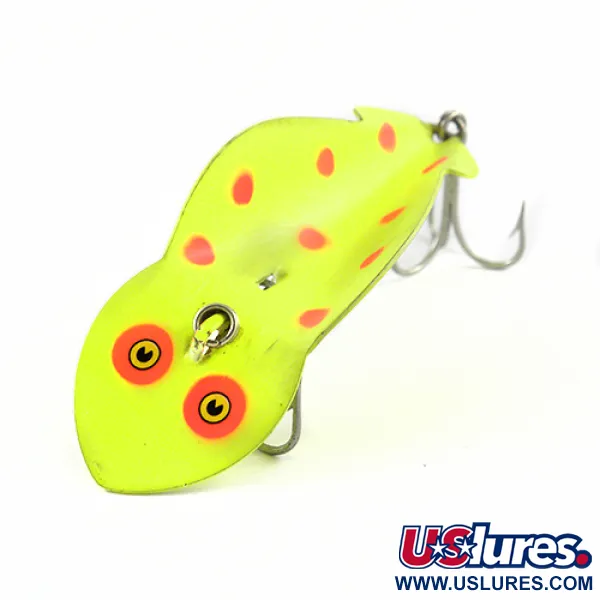 Vintage   Buck Perry Spoonplug, 1/2oz Fluorescent Yellow / Red fishing spoon #2900