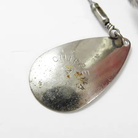 Vintage Chippewa Bait  Chippewa 4, 1oz Nickel / Red spinning lure #2909