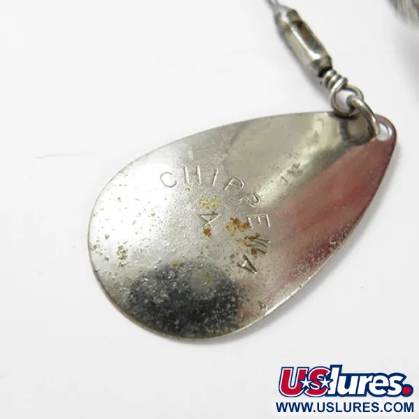 Vintage Chippewa Bait  Chippewa 4, 1oz Nickel / Red spinning lure #2909
