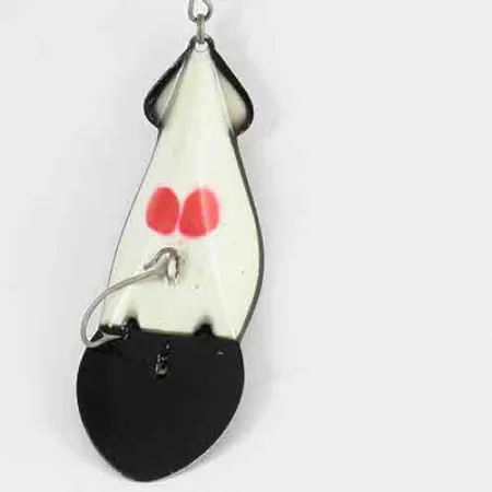 Vintage Buck Perry spoonplug, 1oz White / Black fishing spoon #2914