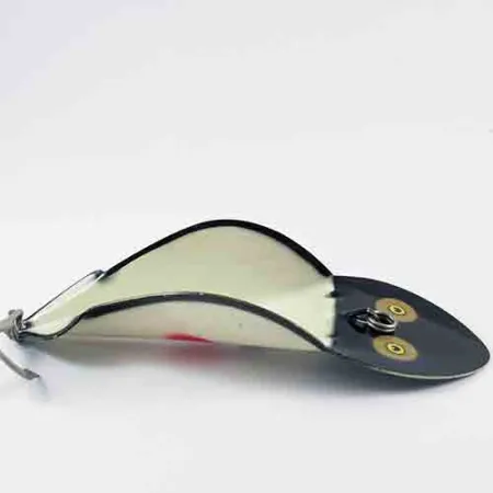 Vintage Buck Perry spoonplug, 1oz White / Black fishing spoon #2914