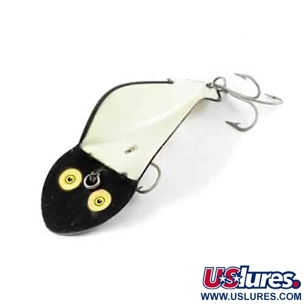 Vintage   Buck Perry spoonplug, 1oz White / Black fishing spoon #2914