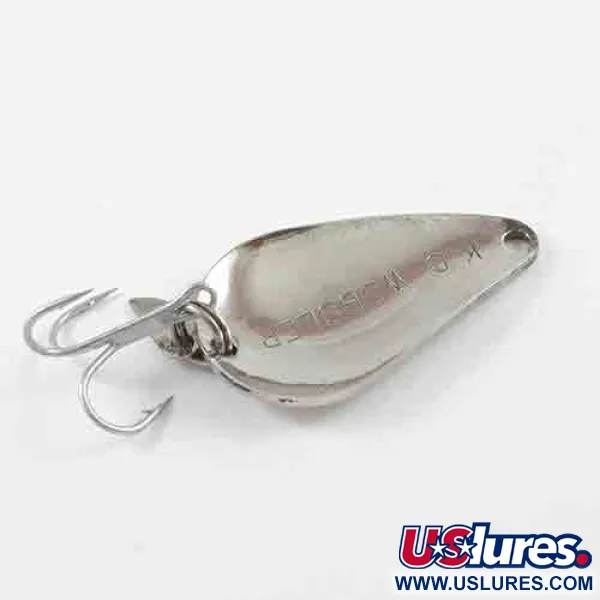 Vintage Acme K.O. Wobbler, 1/2oz Nickel / Green fishing spoon #2924