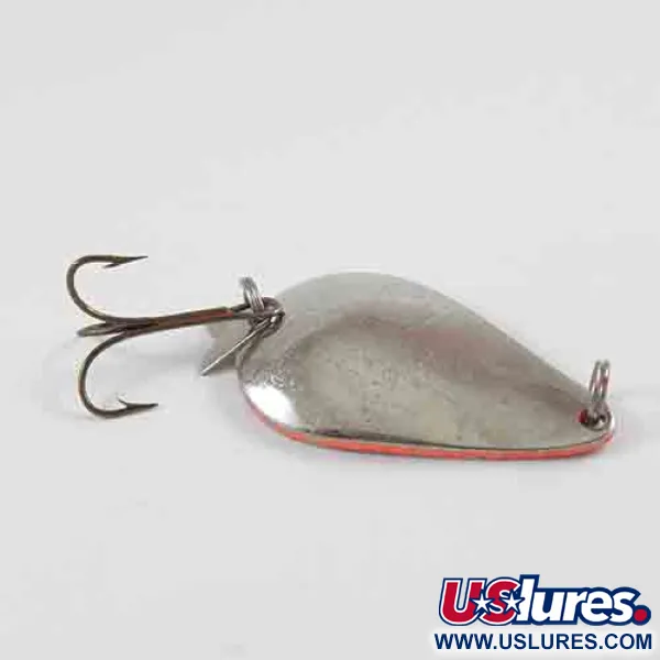 Vintage  Acme K.O. Wobbler UV, 3/4oz Nickel / Orange fishing spoon #2927