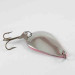 Vintage  Acme K.O. Wobbler UV, 3/4oz Nickel / Fluorescent Red (Glow in UV light, Fluorescent) fishing spoon #2928