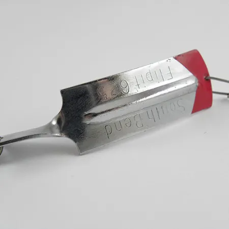 Vintage South Bend Flipit 625, 1/3oz Nickel / Red fishing spoon #2939