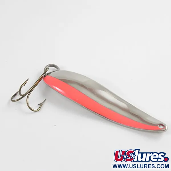 Vintage  Acme Fiord Spoon, 3/4oz Nickel / Orange fishing spoon #2940