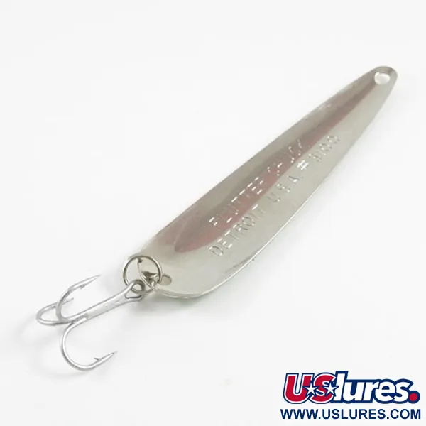 Vintage Eppinger Dardevle Flutter-Chuck, 1/4oz Nickel / Yellow / Green fishing spoon #2942