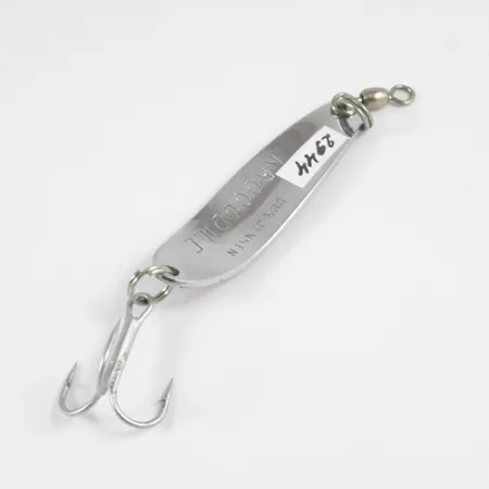 Vintage Luhr Jensen Krocodile Die #3, 1/3oz Nickel / Purple / Blue glint fishing spoon #2944