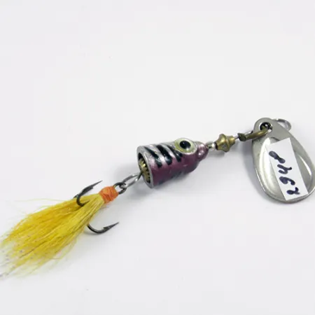 Vintage Blue Fox Vibrax Shallow, 1/8oz Rainbow Perch spinning lure #2948