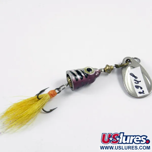 Vintage Blue Fox Vibrax Shallow, 1/8oz Rainbow Perch spinning lure #2948