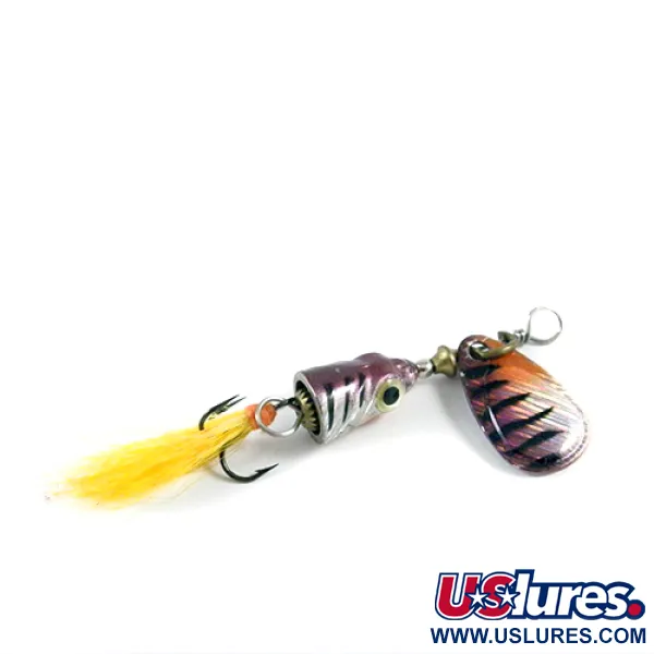 Vintage Blue Fox Vibrax Shallow, 1/8oz Rainbow Perch spinning lure #2948