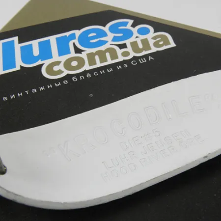 Vintage Luhr Jensen Krocodile Die #5, 3/4oz White / Green / Yellow fishing spoon #2955