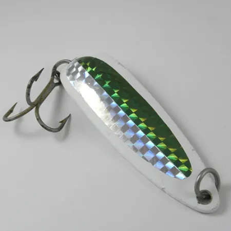 Vintage Luhr Jensen Krocodile Die #5, 3/4oz White / Green / Yellow fishing spoon #2955