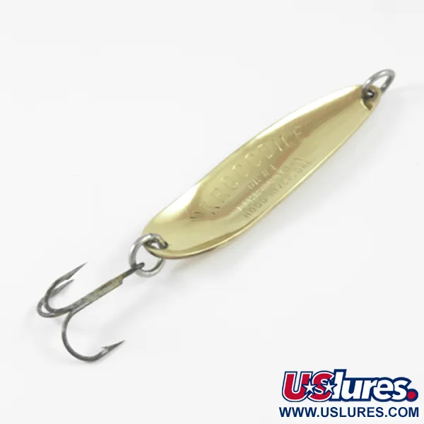 Vintage Luhr Jensen Krocodile Die #4, 1/2oz Hammered Brass fishing spoon #2956