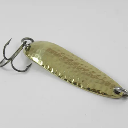 Vintage Luhr Jensen Krocodile Die #4, 1/2oz Hammered Brass fishing spoon #2956