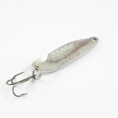 Vintage Luhr Jensen Krocodile Die #3, 1/3oz Nickel / Green fishing spoon #2967