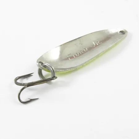 Vintage Acme Fiord Spoon Jr , 1/8oz Yellow / Green / Nickel fishing spoon #2982