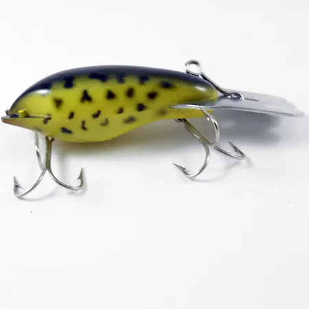 Vintage Fred Arbogast Mud Bug , 1/2oz Yellow / Black fishing lure #2985