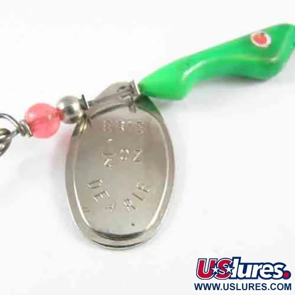 Vintage   Erie Dearie Walleye Killer , 1/3oz Nickel / Green spinning lure #2991