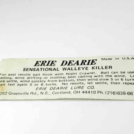 Vintage Erie Dearie Walleye Killer , 1/3oz Nickel / Green spinning lure #2991