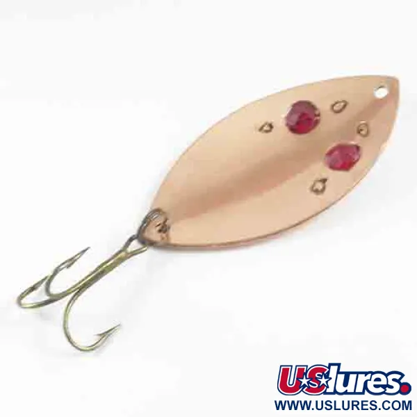 Vintage Gibbs Ruby Eye Wiggler, 1 1/4oz Copper fishing spoon #2993