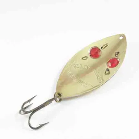 Vintage Hofschneider Red Eye Wiggler, 3/4oz Brass fishing spoon #2994