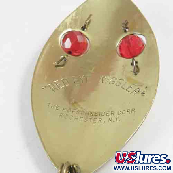 Vintage  Hofschneider Red Eye Wiggler, 3/4oz Brass fishing spoon #2994