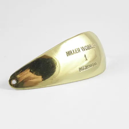 Vintage Weedless Miller Wobbler, 1/2oz Gold fishing spoon #2995