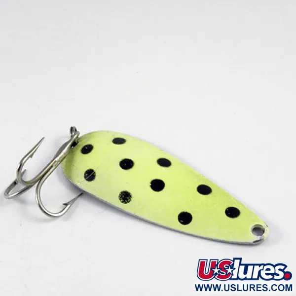 Vintage  Worth Chippewa, 1/2oz Yellow / Black / Nickel fishing spoon #2997