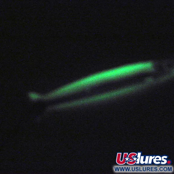 Vintage  Silver Horde / Gold Star Silver Horde Coho Killer UV Glow, 3/16oz White / Green (Glow in Dark and UV light) fishing spoon #3004