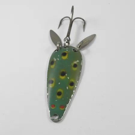 Vintage Marathon  Marathon, 2/5oz Frog (Green / Yellow / Nickel) fishing spoon #3016