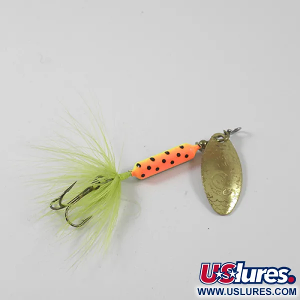 Vintage  Yakima Bait Worden’s Original Rooster Tail, 1/4oz Fire Tiger / Brass fishing spoon #3020