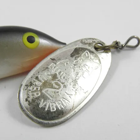 Vintage Blue Fox Vibrax Minnow Spin 2, 1/4oz Silver spinning lure #3031