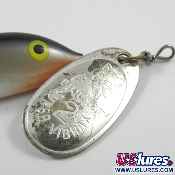 Vintage Blue Fox Vibrax Minnow Spin 2, 1/4oz Silver spinning lure #3031