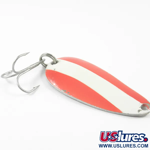 Vintage  Glen Evans Evans, 3/4oz Red / White / Nickel fishing spoon #3048