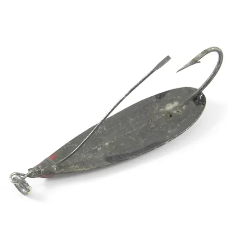 Vintage Weedless Johnson Silver Minnow, 1/2oz Black / Red fishing spoon #3054