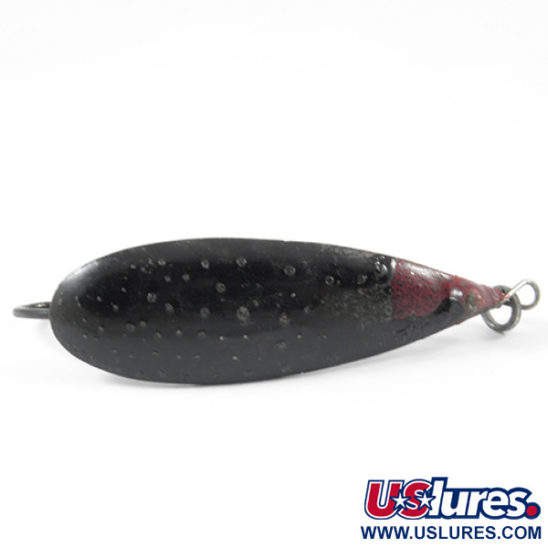 Vintage   Weedless Johnson Silver Minnow, 1/2oz Black / Red fishing spoon #3054