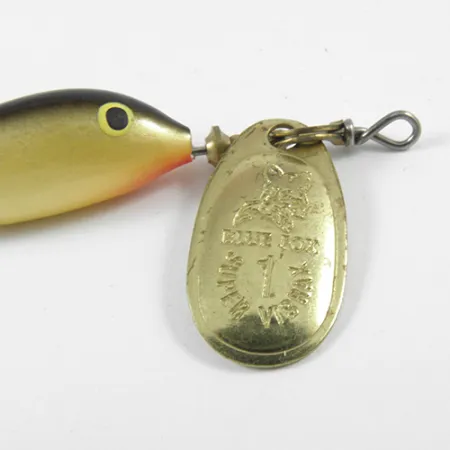 Vintage Blue Fox Vibrax Minnow Spin 1, 1/8oz Brass spinning lure #3064