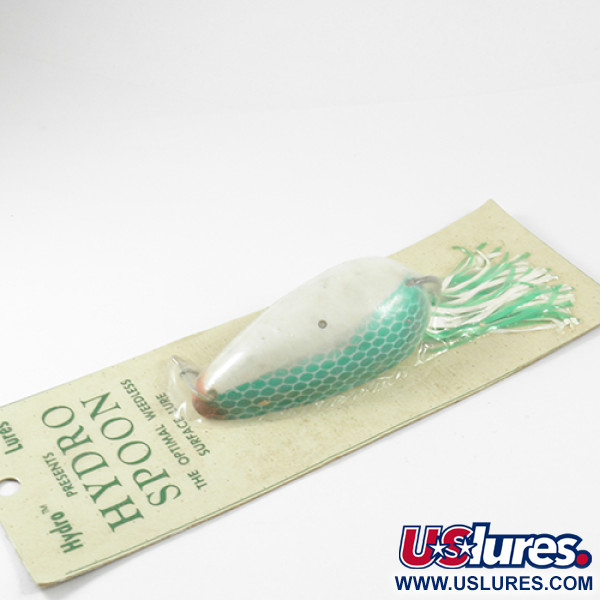  Hydro Lures Weedless Hydro Spoon, 3/5oz White / Green fishing spoon #3074