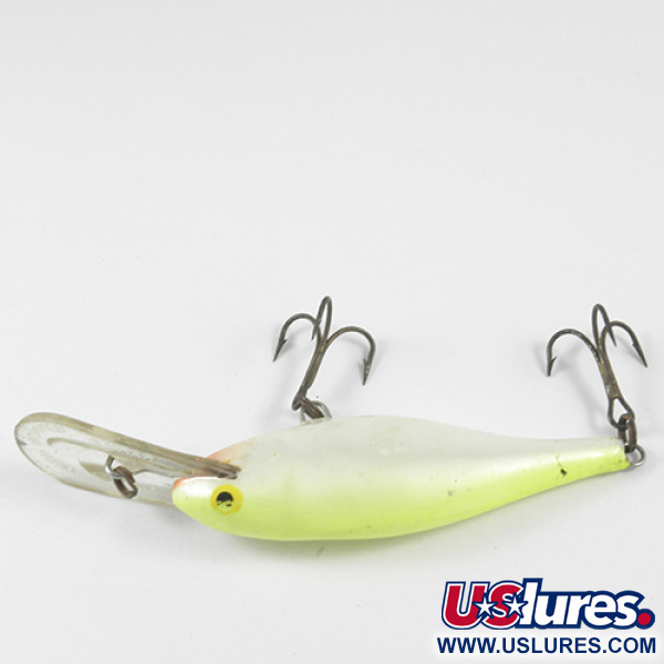 Vintage   Rapala Down Deep Rattlin Fat Rap, 1/2oz Fluorescent Yellow / Silver fishing lure #3076