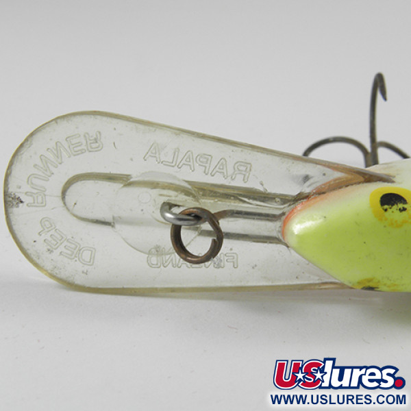 Vintage   Rapala Down Deep Rattlin Fat Rap, 1/2oz Fluorescent Yellow / Silver fishing lure #3076