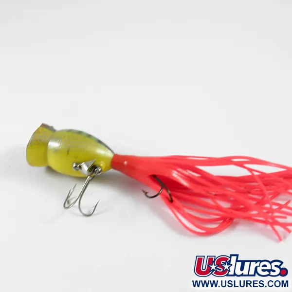 Vintage   Fred Arbogast Hula Popper, 1/4oz Fire Tiger fishing lure #3078