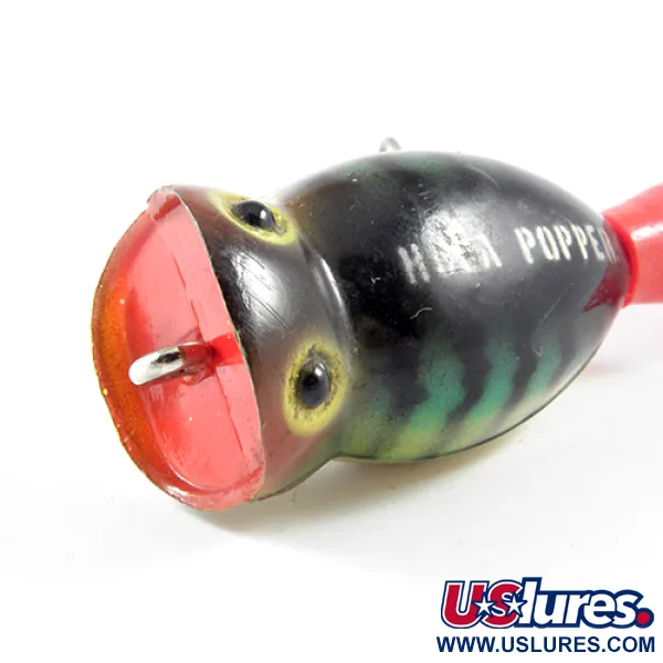 Vintage   Fred Arbogast Hula Popper, 1/4oz Fire Tiger fishing lure #3078