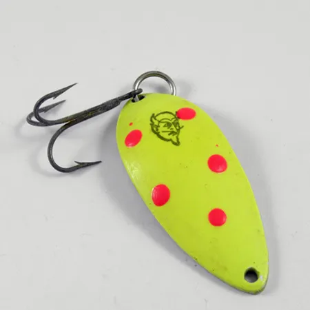 Vintage Eppinger Dardevle Devle Dog 7700, 1/2oz Yellow / Red / Nickel fishing spoon #3095