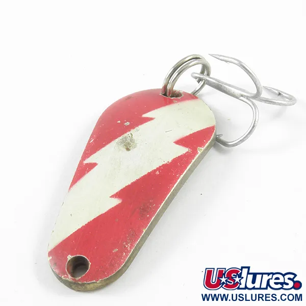 Vintage Other Boyle's Sunbeam Delux Wobbler , 1/3oz Red / White / Brass fishing spoon #3122