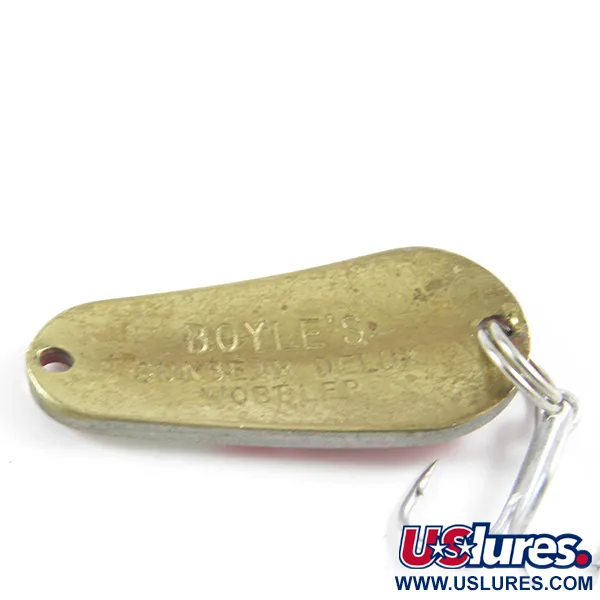 Vintage Other Boyle's Sunbeam Delux Wobbler , 1/3oz Red / White / Brass fishing spoon #3122
