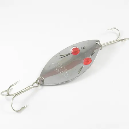 Vintage Herter's Glass Eye Spoon, 1oz Nickel / Red Eyes fishing spoon #3129