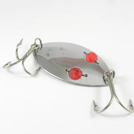 Vintage Herter's Glass Eye Spoon, 1oz Nickel / Red Eyes fishing spoon #3129