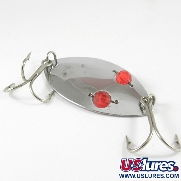 Vintage   Herter's Glass Eye Spoon, 1oz Nickel / Red Eyes fishing spoon #3129